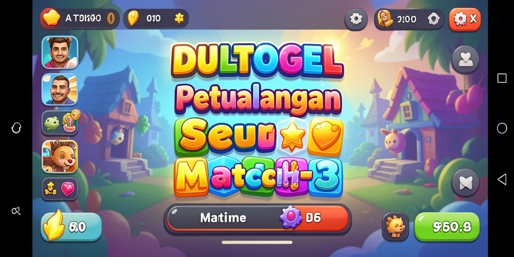 Screenshot gameplay DULTOGEL yang menampilkan level Match-3 yang menantang.