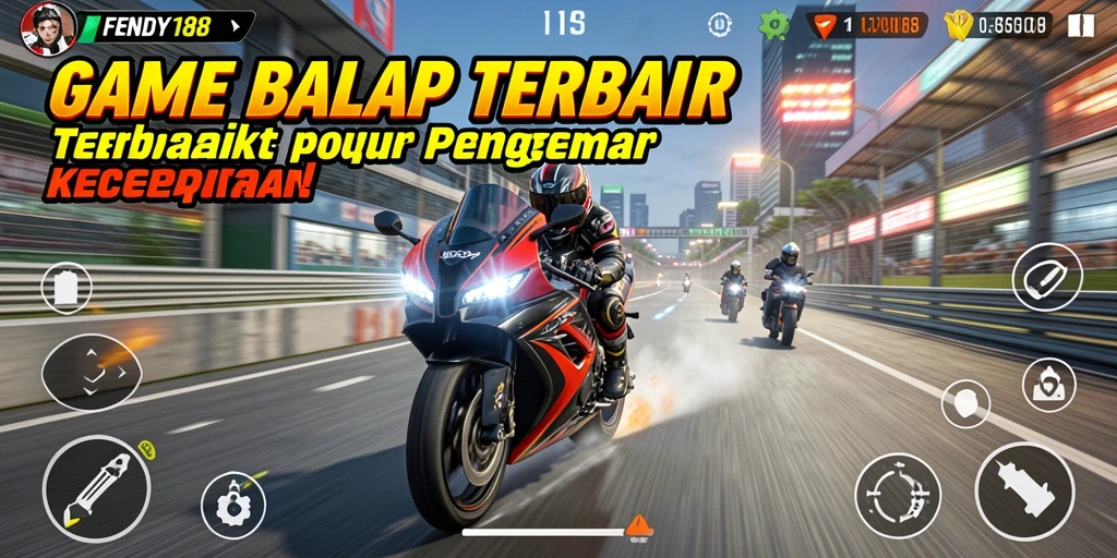 Tampilan gameplay seru dalam balapan motor FENDY188.