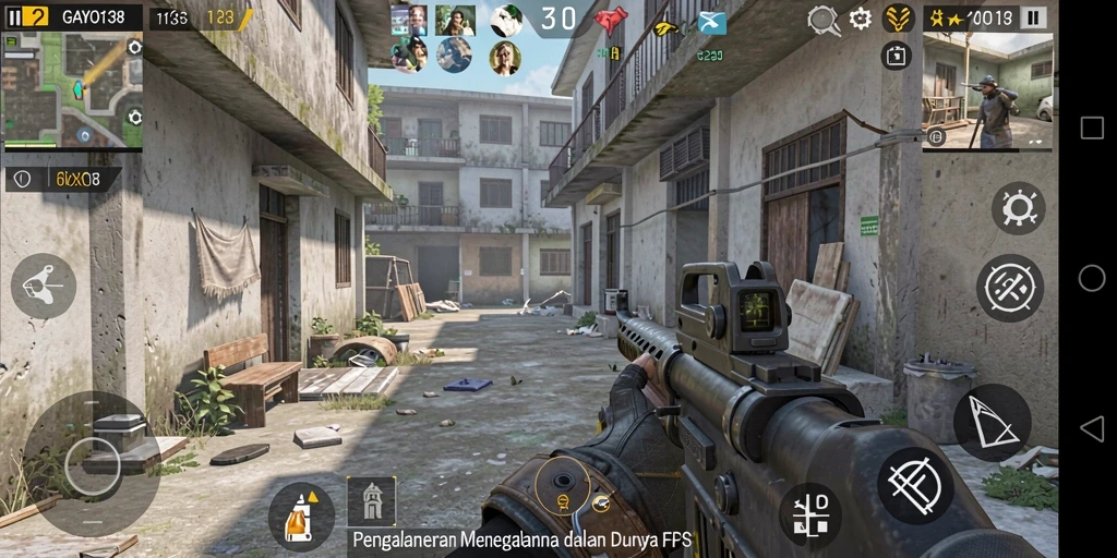 Tangkapan layar gameplay GAYO138 yang menampilkan aksi tembak-menembak intens.