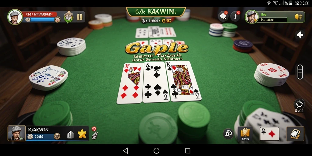 Screenshot KAKWIN menunjukkan suasana permainan Gaple yang seru dan interaktif.