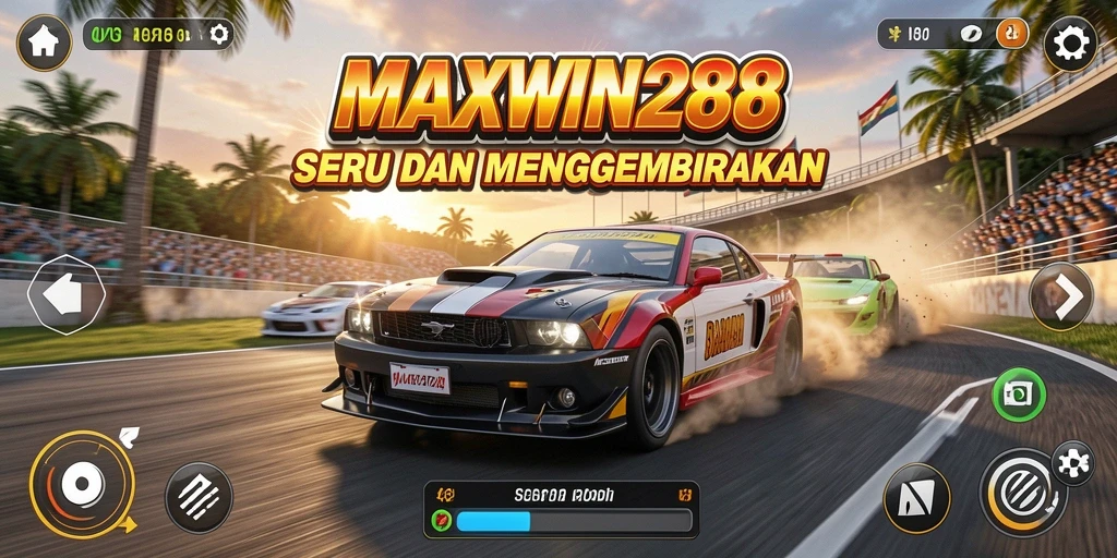 Tampilan gameplay balapan yang menegangkan dan seru di MAXWIN288.