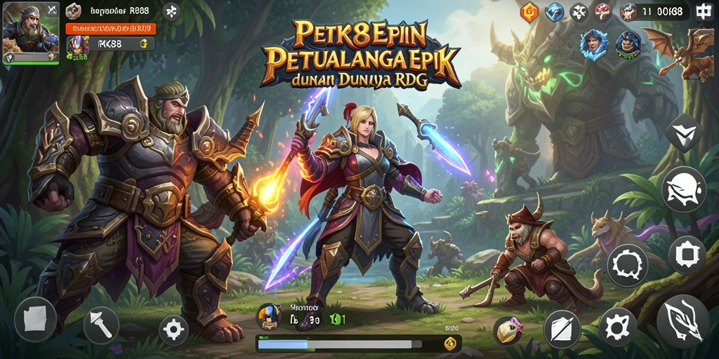 Tangkapan layar menampilkan pertarungan epik dalam game RPG RK88.