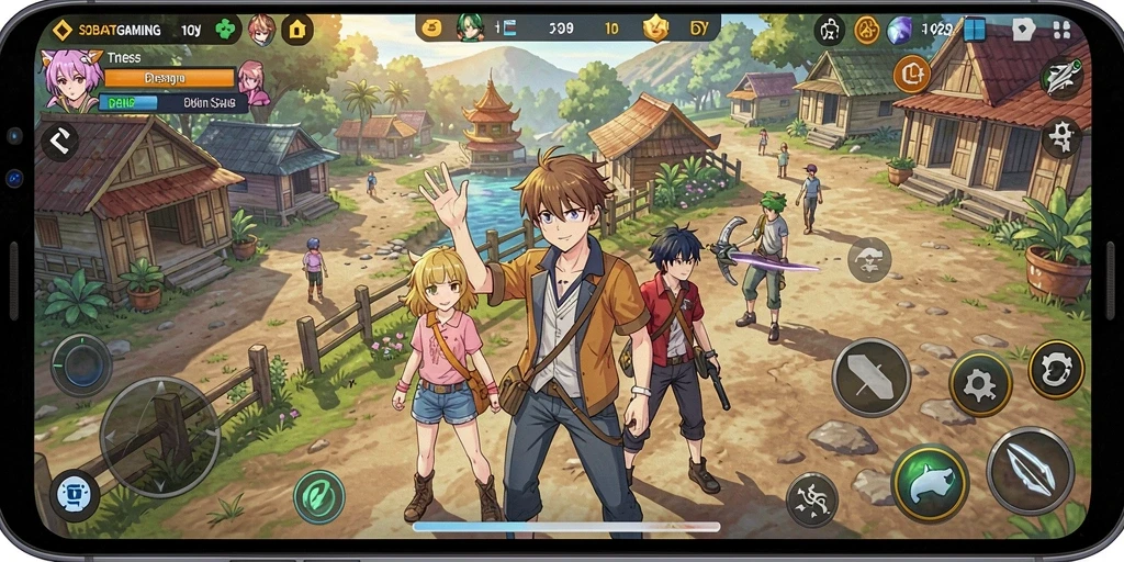 Gameplay SOBATGAMING yang penuh warna dan interaktif di dunia Anime.