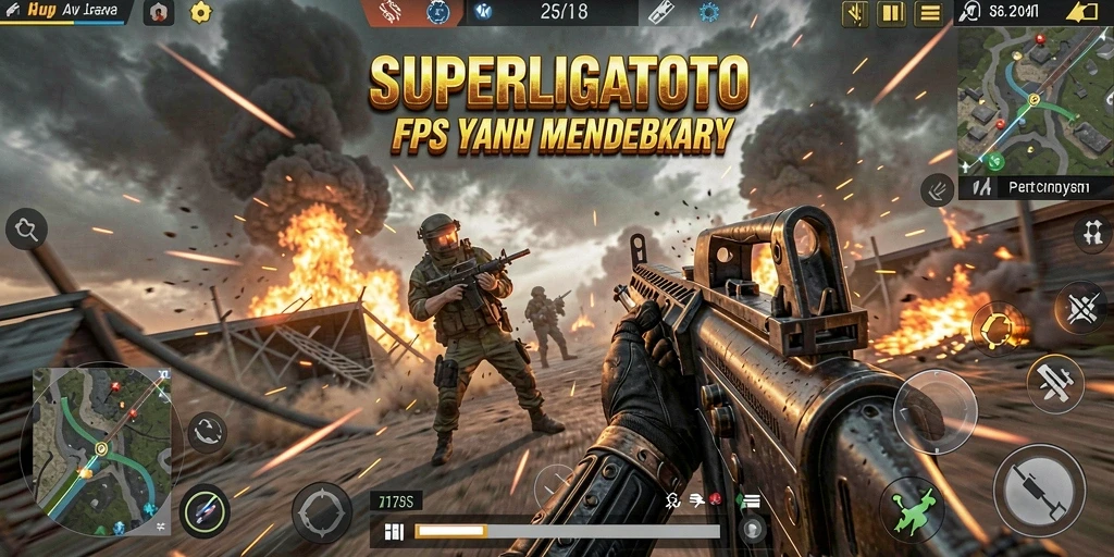 Screenshot menampilkan aksi intens gameplay FPS yang menegangkan.